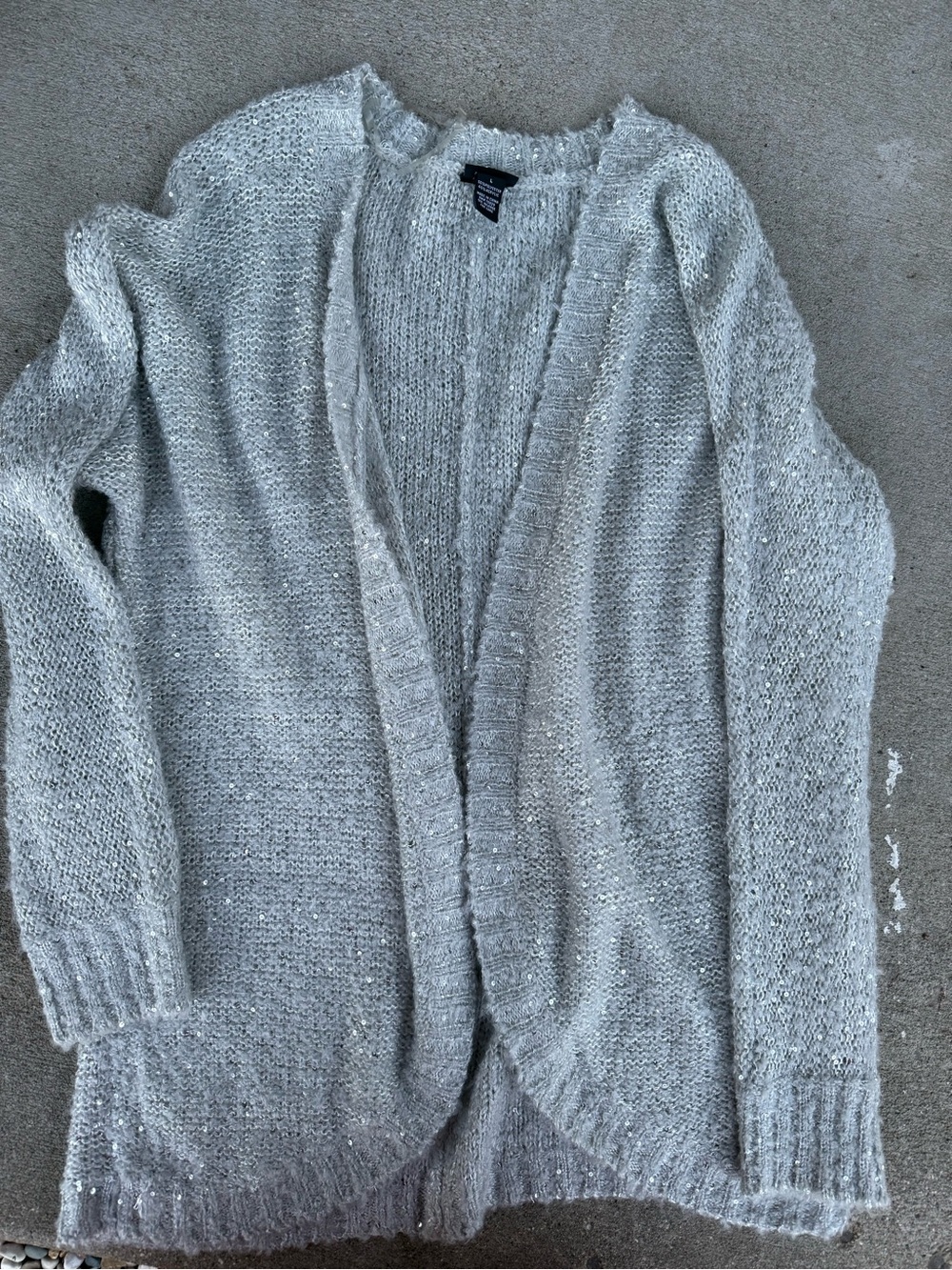 Rue21 Light Gray Open-Front Knit Cardigan